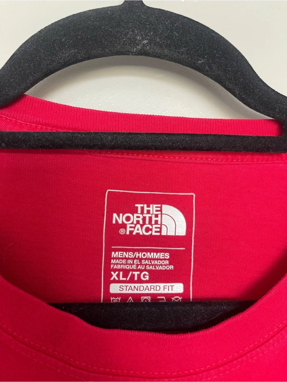 The North Face Men's Long-Sleeve Logo Tee in Red with White Logo